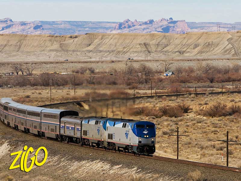 train dans les décors arides des terres américaines